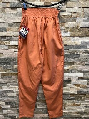 Women's Elastic Smocked Waist Tapered Pants - Rust Orange